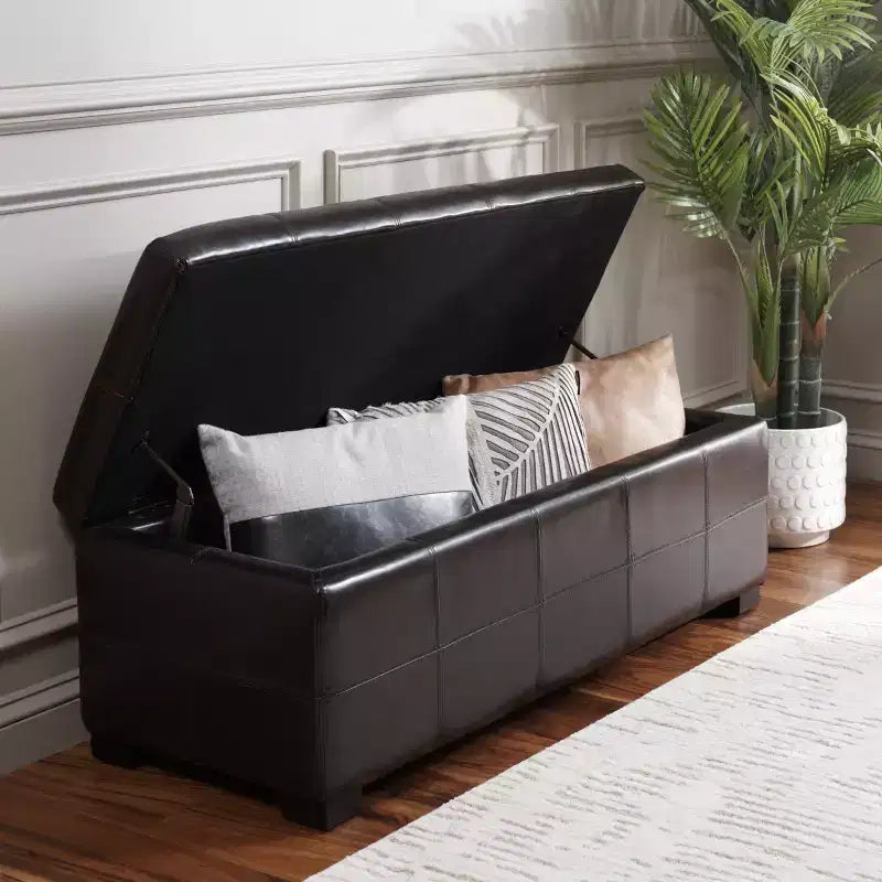 Grand banc de rangement capitonné avec couvercle à charnière, capacité de 250 kg