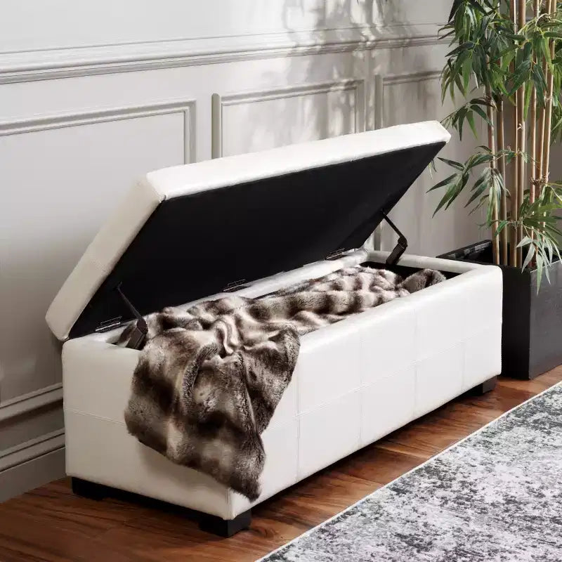 Grand banc de rangement capitonné avec couvercle à charnière, capacité de 250 kg