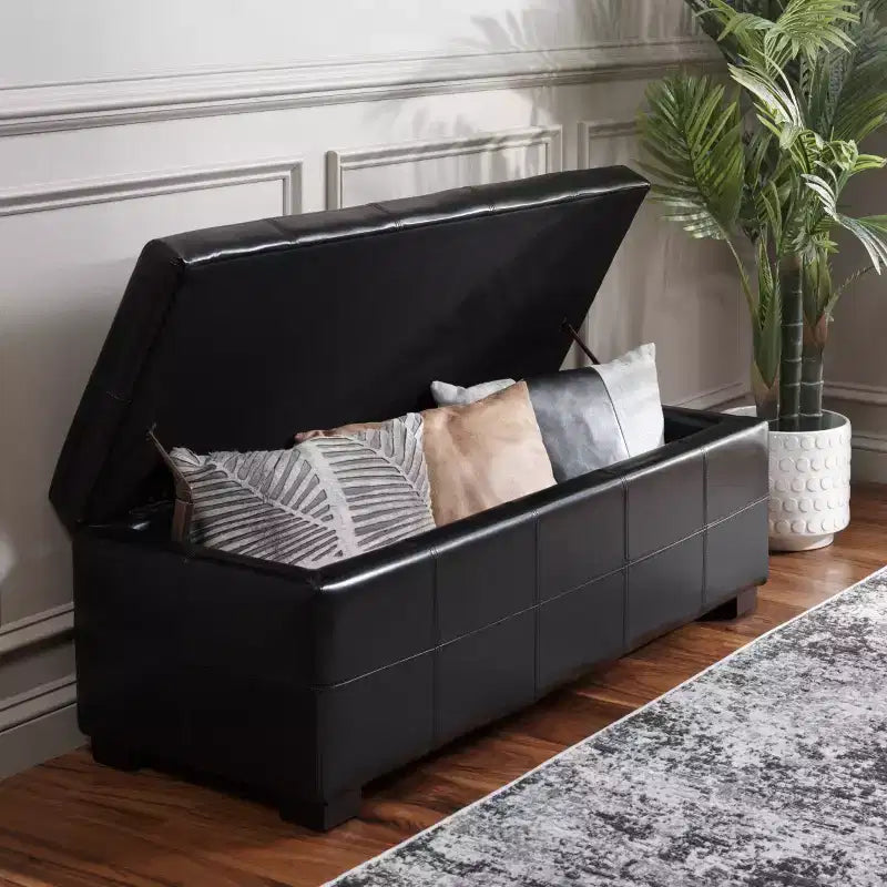 Grand banc de rangement capitonné avec couvercle à charnière, capacité de 250 kg