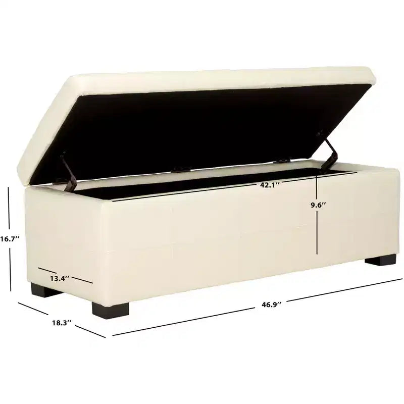 Grand banc de rangement capitonné avec couvercle à charnière, capacité de 250 kg