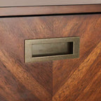 Commode à 6 tiroirs avec placage en acacia et pieds fuselés