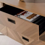 Commode à 6 tiroirs avec placage en acacia et pieds fuselés