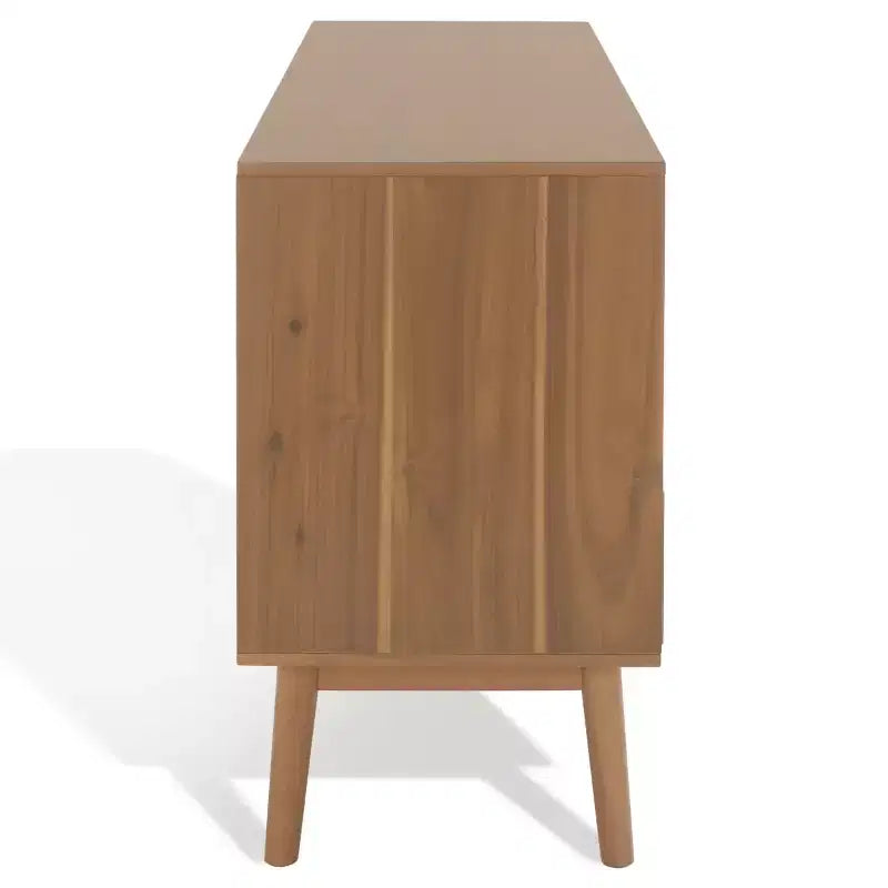 Commode à 6 tiroirs avec placage en acacia et pieds fuselés