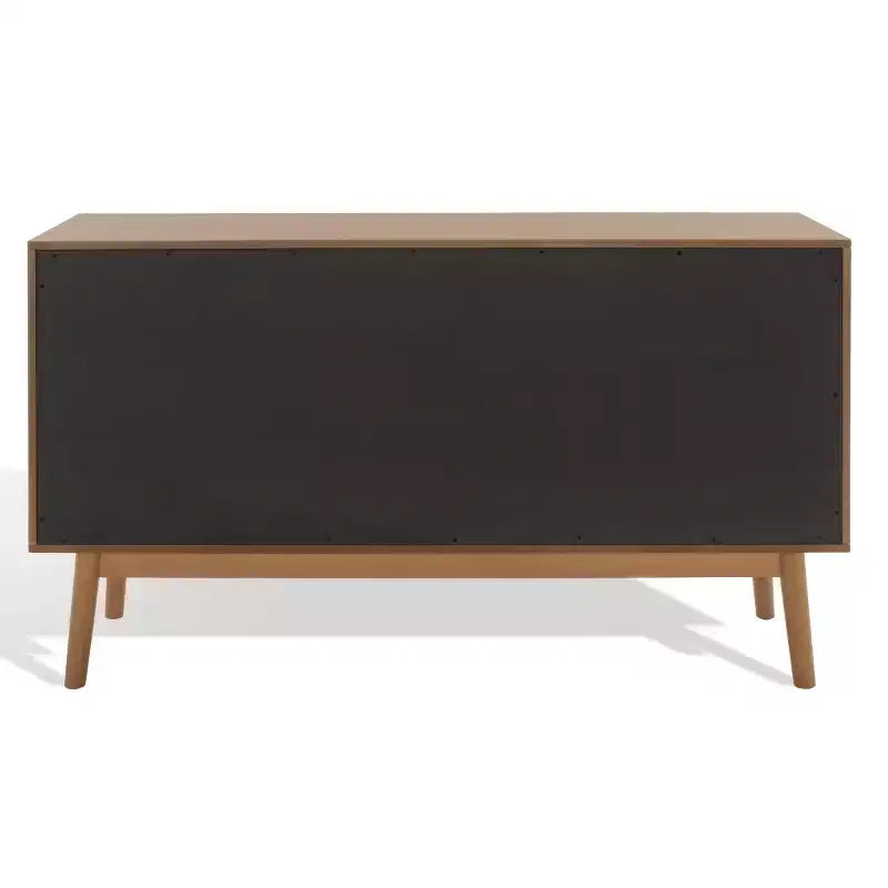 Commode à 6 tiroirs avec placage en acacia et pieds fuselés