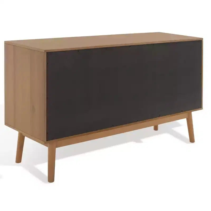 Commode à 6 tiroirs avec placage en acacia et pieds fuselés