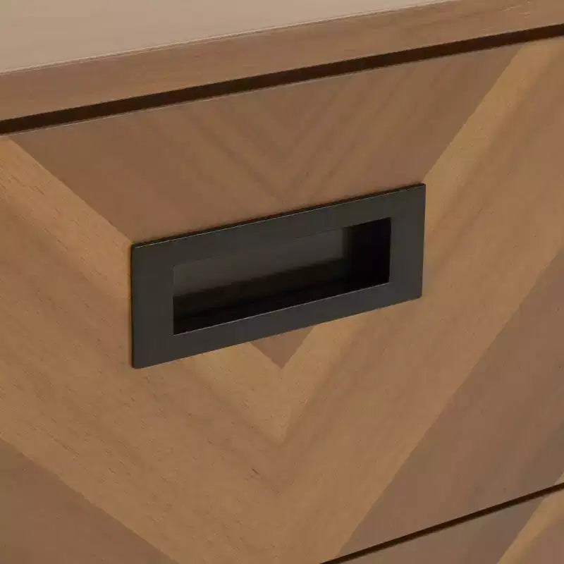 Commode à 6 tiroirs avec placage en acacia et pieds fuselés