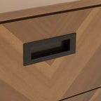 Commode à 6 tiroirs avec placage en acacia et pieds fuselés