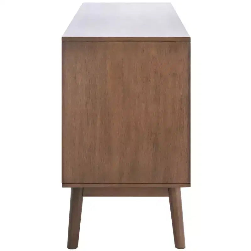 Commode à 6 tiroirs avec placage en acacia et pieds fuselés