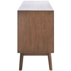 Commode à 6 tiroirs avec placage en acacia et pieds fuselés