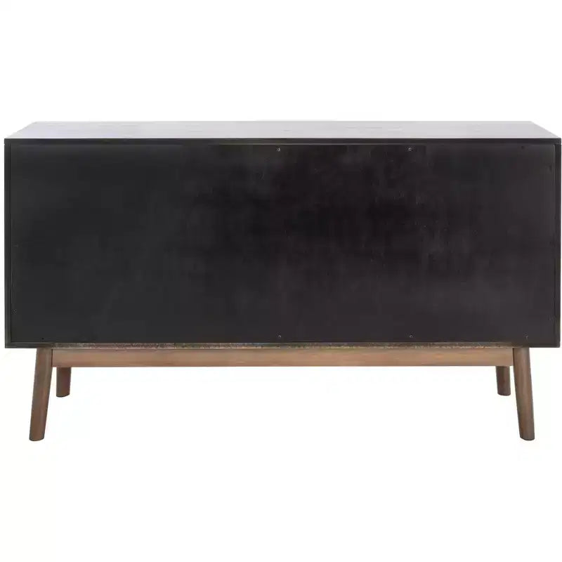 Commode à 6 tiroirs avec placage en acacia et pieds fuselés