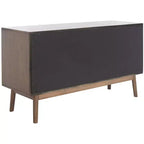 Commode à 6 tiroirs avec placage en acacia et pieds fuselés