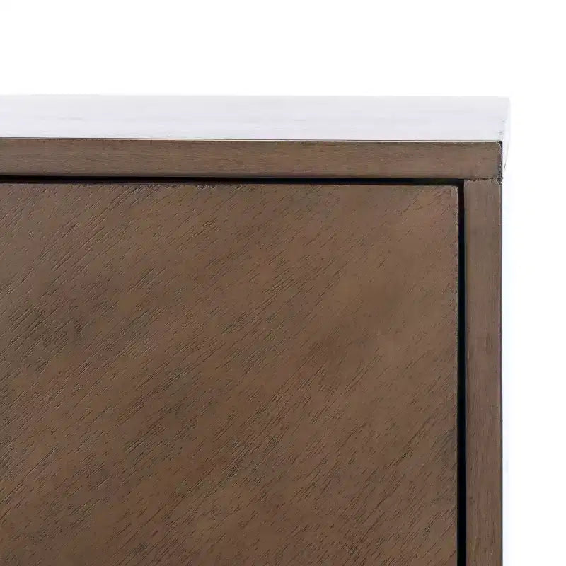 Commode à 6 tiroirs avec placage en acacia et pieds fuselés