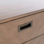 Commode à 6 tiroirs avec placage en acacia et pieds fuselés