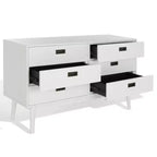 Commode à 6 tiroirs avec placage en acacia et pieds fuselés