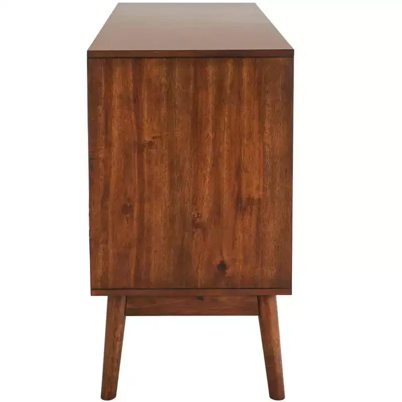 Commode à 6 tiroirs avec placage en acacia et pieds fuselés