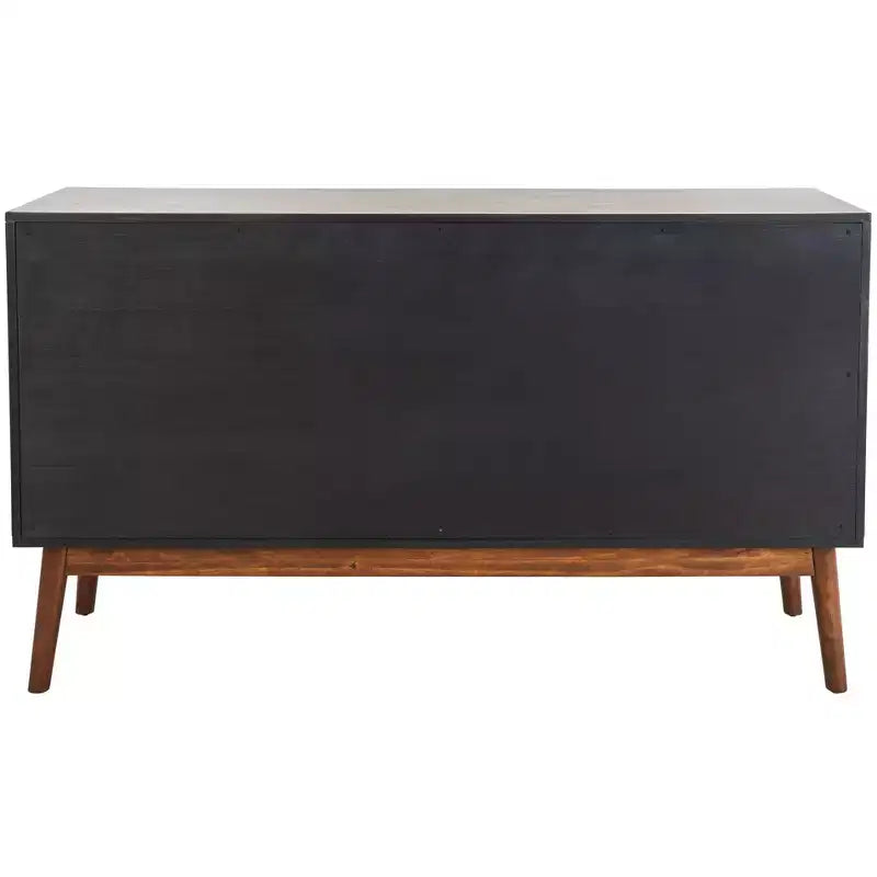 Commode à 6 tiroirs avec placage en acacia et pieds fuselés