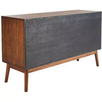 Commode à 6 tiroirs avec placage en acacia et pieds fuselés