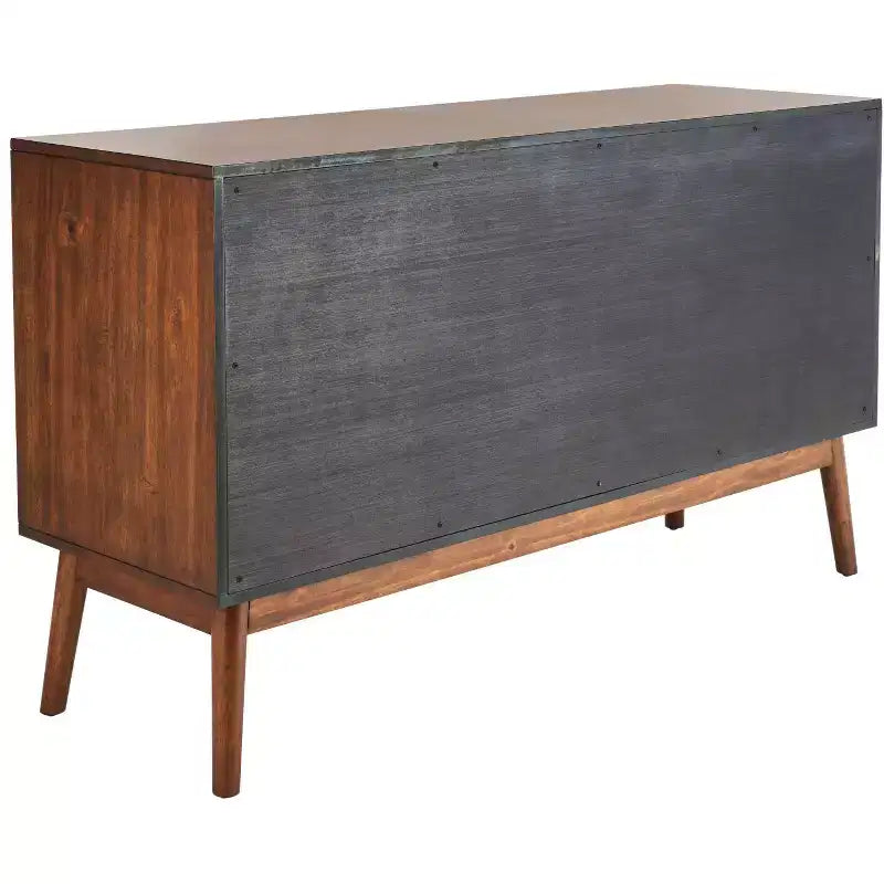 Commode à 6 tiroirs avec placage en acacia et pieds fuselés