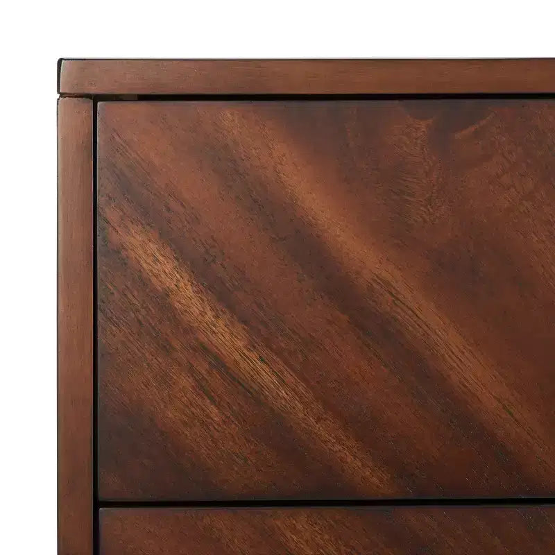 Commode à 6 tiroirs avec placage en acacia et pieds fuselés