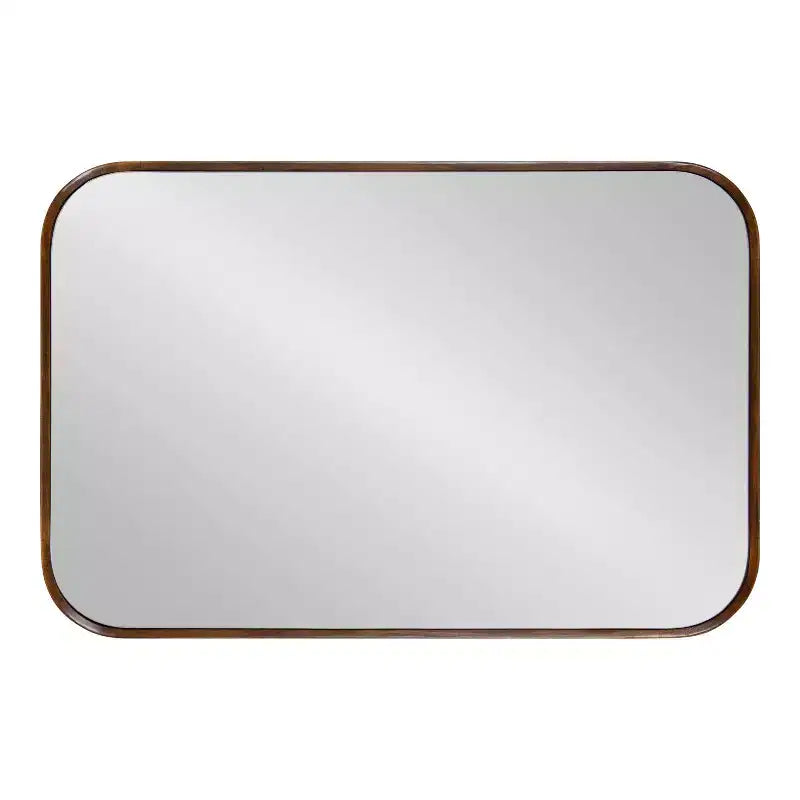 Miroir mural encadré noyer brun 23x35, suspendu toute orientation