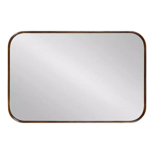 Miroir mural encadré noyer brun 23x35, suspendu toute orientation