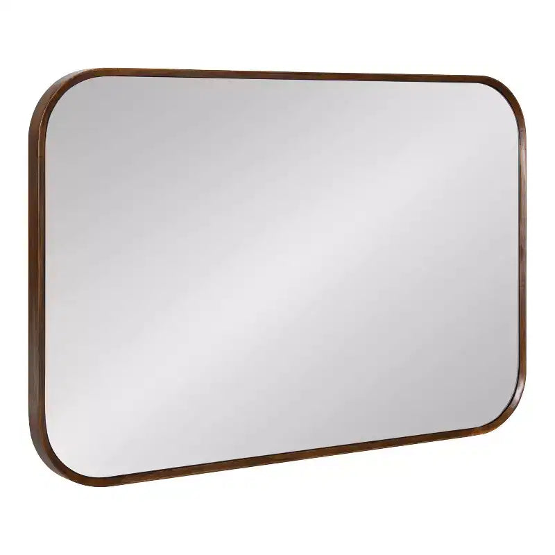 Miroir mural encadré noyer brun 23x35, suspendu toute orientation