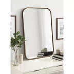 Miroir mural encadré noyer brun 23x35, suspendu toute orientation