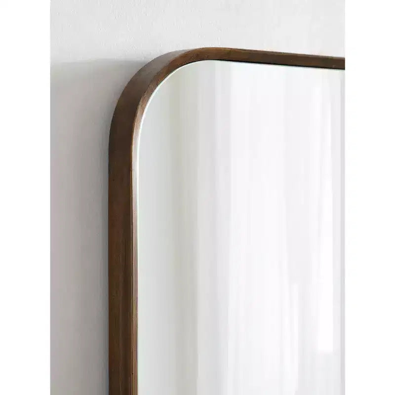 Miroir mural encadré noyer brun 23x35, suspendu toute orientation