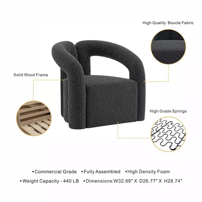 Fauteuil d'appoint Boucle avec structure en pin et mousse haute densité