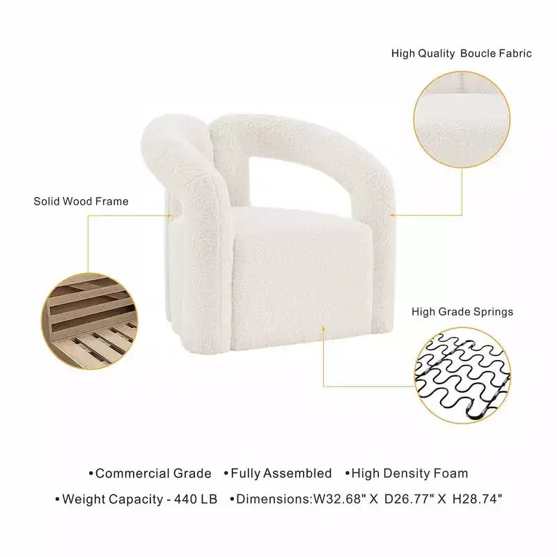 Fauteuil d'appoint Boucle avec structure en pin et mousse haute densité