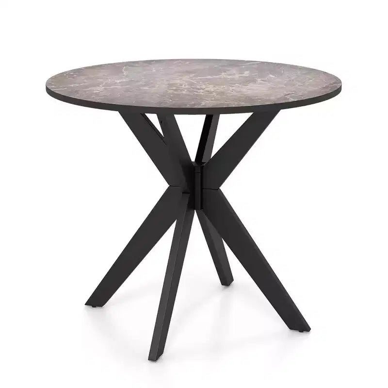 Table à manger ronde de 36 pouces avec plateau en similicuir marbre et pieds en bois