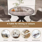 Table à manger ronde de 36 pouces avec plateau en similicuir marbre et pieds en bois