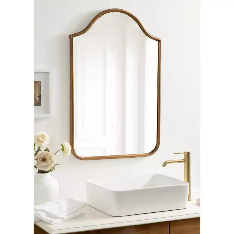 Miroir mural cintré encadré 24x36, noir ou doré