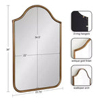 Miroir mural cintré encadré 24x36, noir ou doré