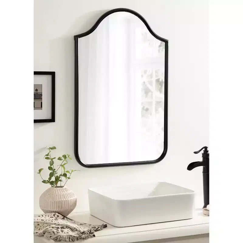 Miroir mural cintré encadré 24x36, noir ou doré