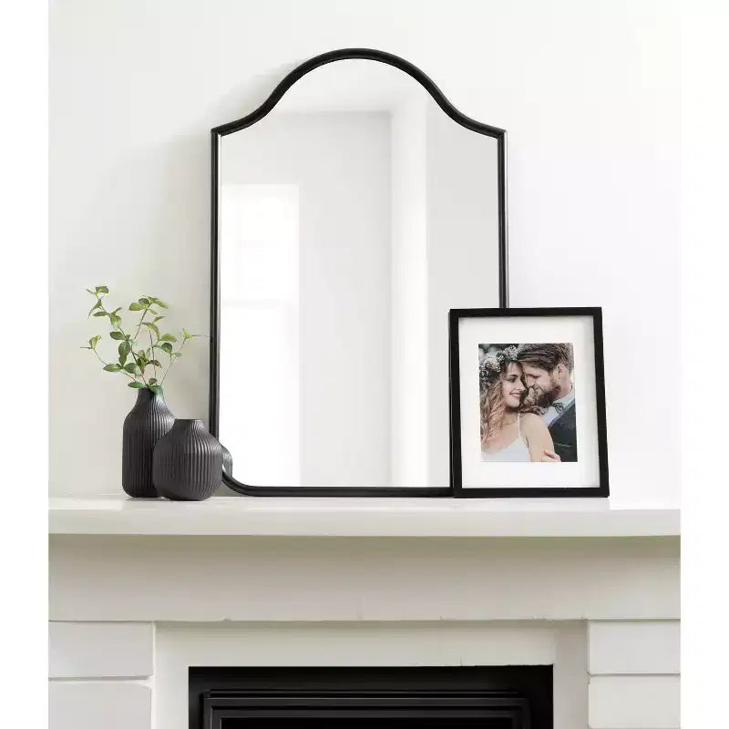 Miroir mural cintré encadré 24x36, noir ou doré