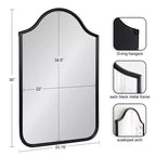 Miroir mural cintré encadré 24x36, noir ou doré