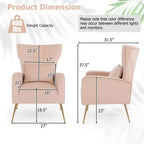 Fauteuil d'appoint dossier haut en velours avec coussin lombaire et pieds dorés