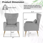 Fauteuil d'appoint dossier haut en velours avec coussin lombaire et pieds dorés