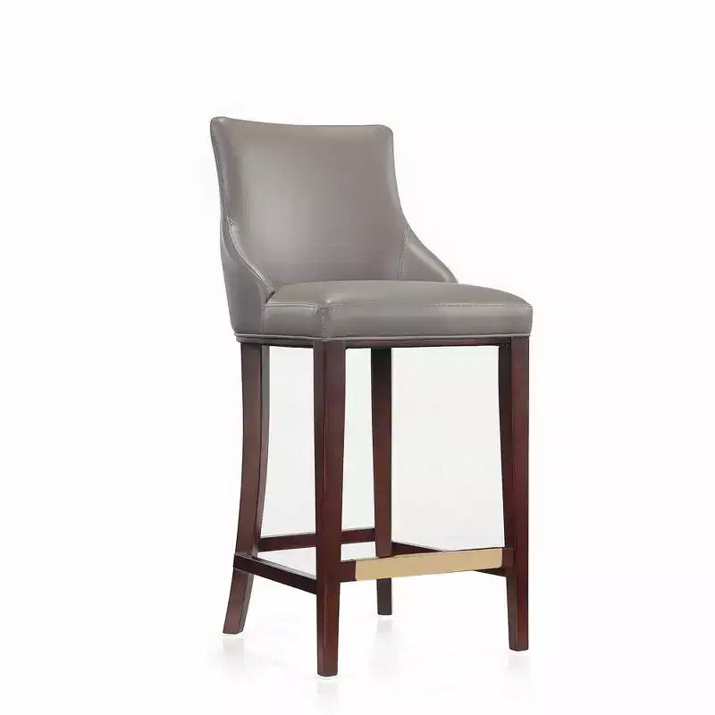 Tabouret de bar tapissé de similicuir avec cadre et repose-pieds en hêtre