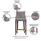 Tabouret de bar tapissé de similicuir avec cadre et repose-pieds en hêtre