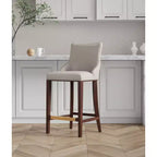 Tabouret de bar tapissé de similicuir avec cadre et repose-pieds en hêtre