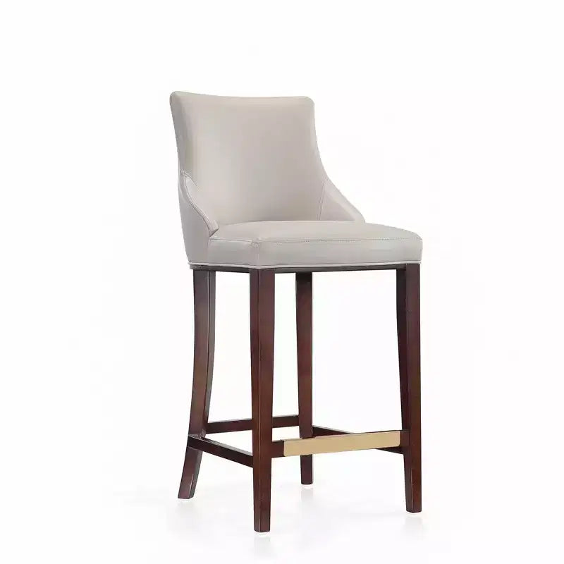 Tabouret de bar tapissé de similicuir avec cadre et repose-pieds en hêtre