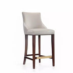 Tabouret de bar tapissé de similicuir avec cadre et repose-pieds en hêtre