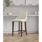 Tabouret de bar tapissé de similicuir avec cadre et repose-pieds en hêtre
