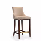 Tabouret de bar tapissé de similicuir avec cadre et repose-pieds en hêtre