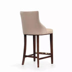 Tabouret de bar tapissé de similicuir avec cadre et repose-pieds en hêtre