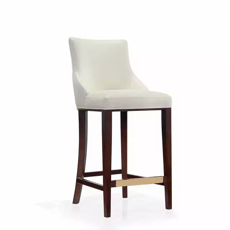 Tabouret de bar tapissé de similicuir avec cadre et repose-pieds en hêtre