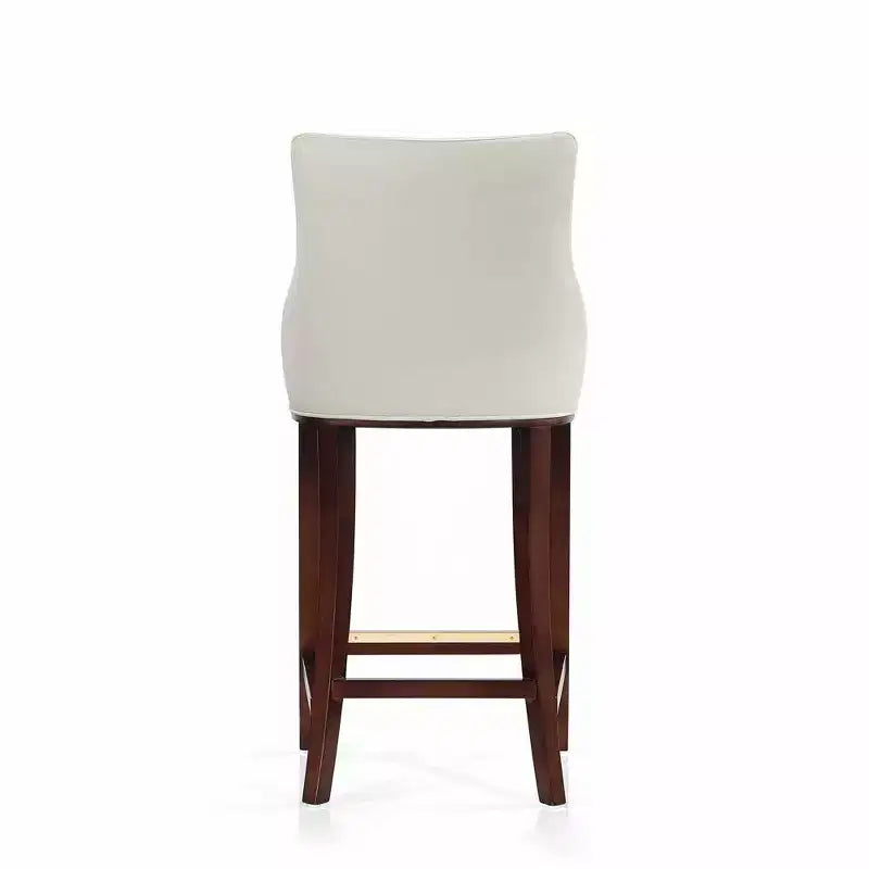 Tabouret de bar tapissé de similicuir avec cadre et repose-pieds en hêtre