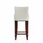 Tabouret de bar tapissé de similicuir avec cadre et repose-pieds en hêtre